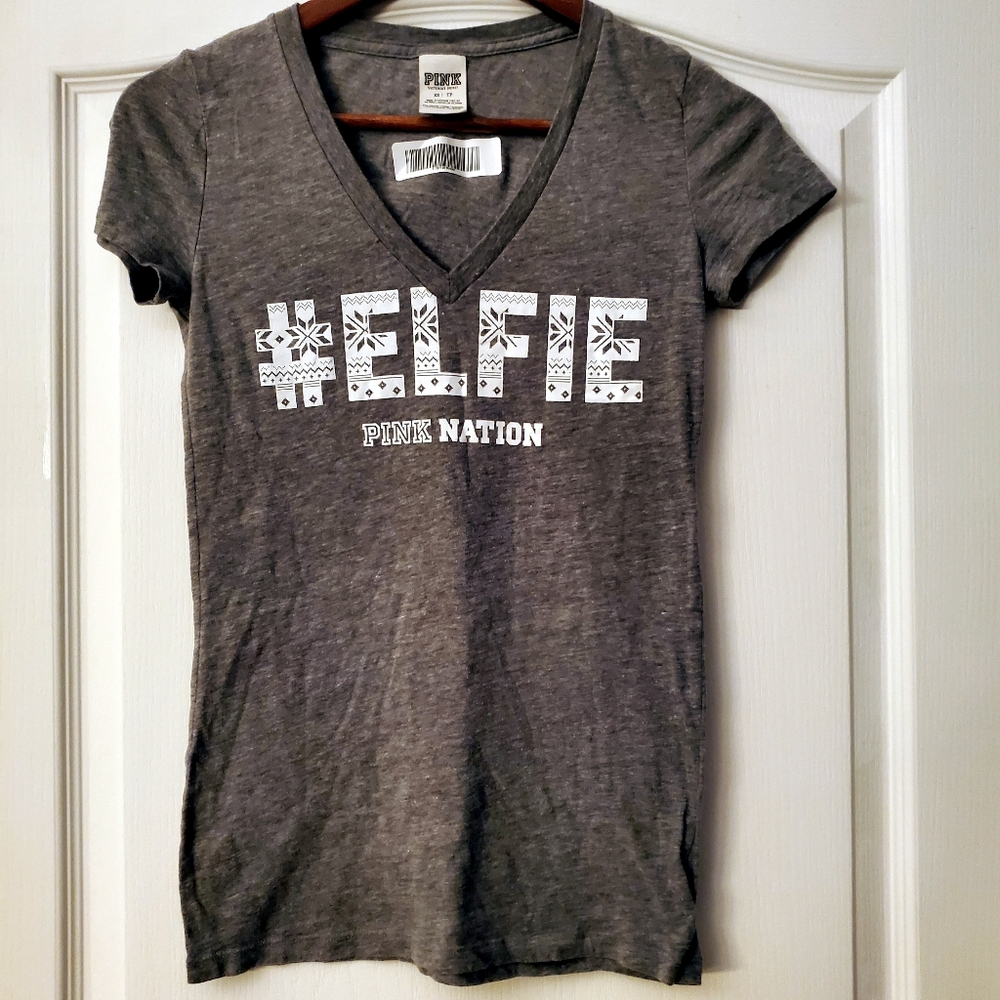 Pink Victorias Secret XS grey v neck #ellie lightweight Tshirt